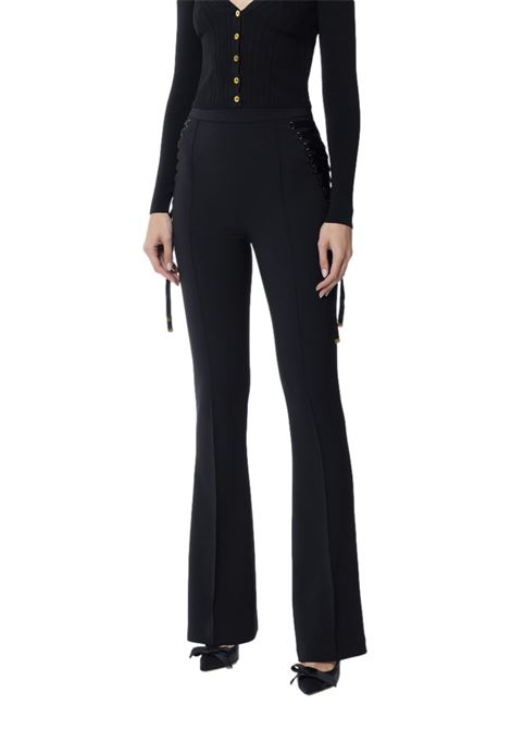 Pantaloni a zampa in crêpe con lacci criss-cross ELISABETTA FRANCHI | Pantaloni | PA08351E2110